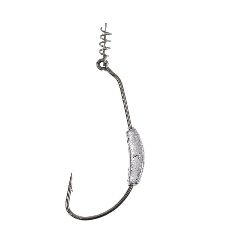 15Pcs Weighted Spring Twist Lock Fishing Hooks Worms Lures 2/3/5g Springs