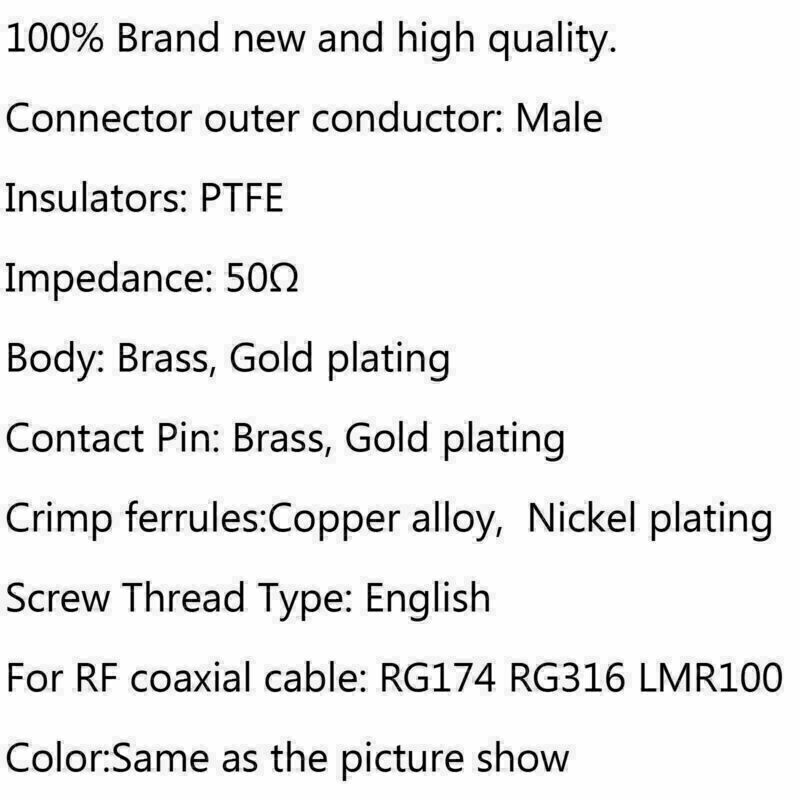 10Pcs Connector SMA Male Crimp RG174 RG316 LMR100 Cable StraightCN