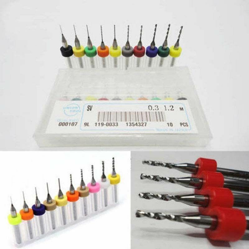 10pcs PCB Print Circuit Board Carbide Micro Drill Bits Tools 0.3mm to 1.2 mm Kit