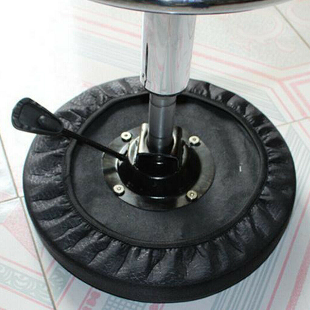2xBlack_35x10cm Waterproof Anti-slip Bar Stool Cover Round Lift Chair Seat
