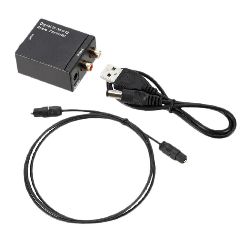 Digital  SPDIF Coax To Analog RCA Audio Adapter W/USB Optical Cable