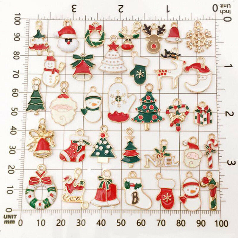 38Pcs Mixed Christmas Charms Enamel Pendants DIY Bracelet Jewelry Making Cry Tt