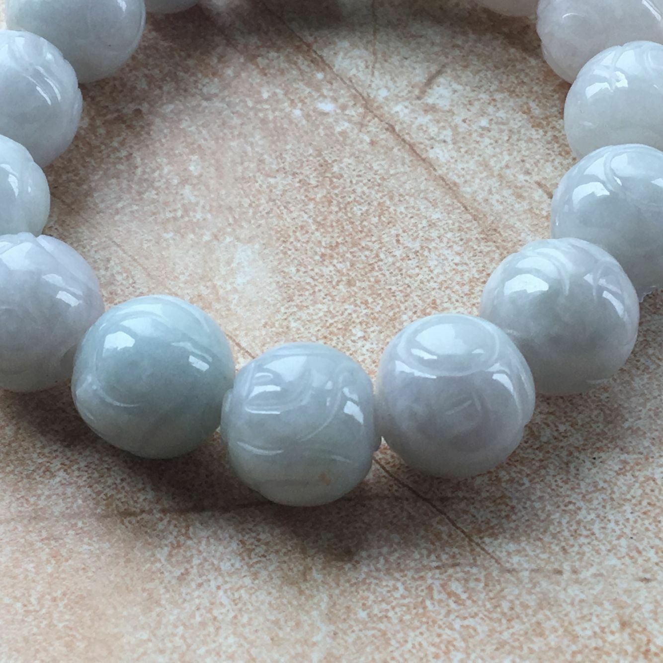Certified Natural A Grade Jade13mm /Jadeite Carving Beads Men&Women Bracelet AA+