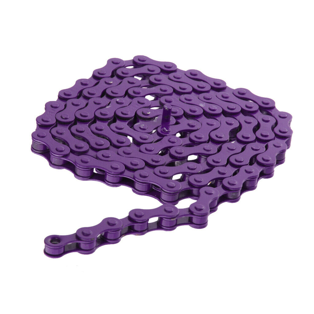 Pack of 2, Single Speed Bicycle Chains - 1/2 x 1/8 Inch, 96 Links, Purple &
