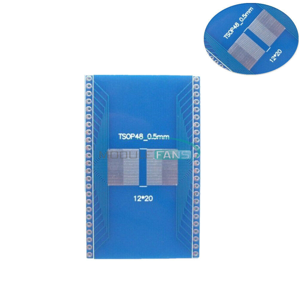 2PCS 0.5mm Pitch TSOP48 To DIP48 Adapter Plate PCB Board Interposer Board