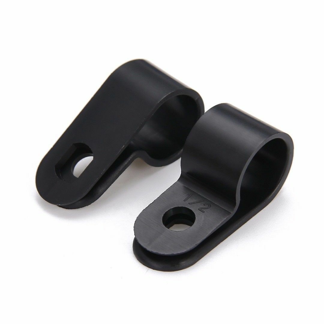 High Quality Black Nylon Plastic P Clips - Fasteners for Cable & Tubing 200pcs