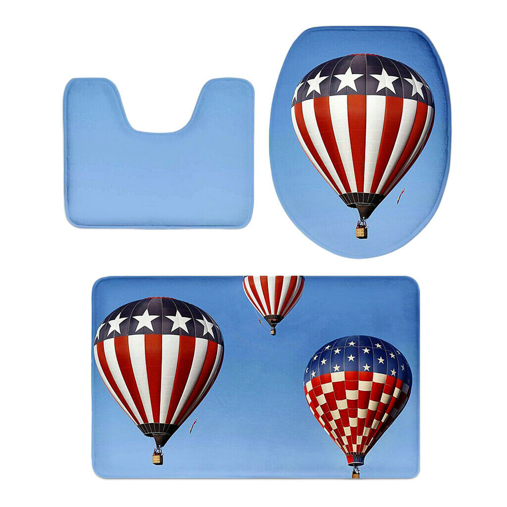 Scenery Series Bathroom toilet Covers Set Flannel Mats Bathroom Rug Hot Air