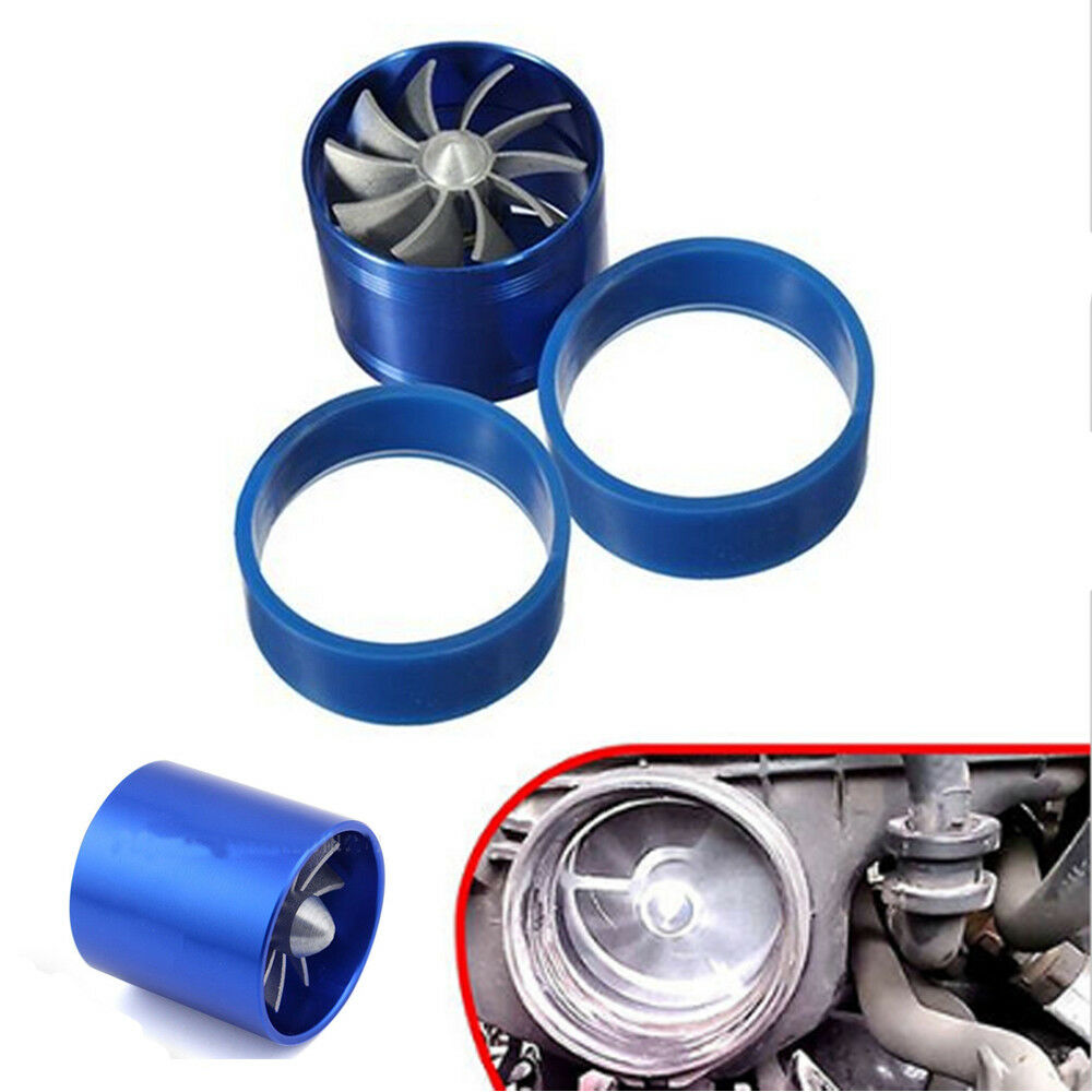 Aluminum Alloy Car Air Intake Turbonator Double Fan Turbine Turbo Gas Fuel Saver
