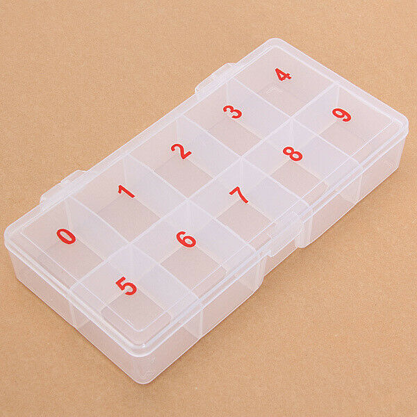 Empty Nail Art Tips Rhinestones Charms Rings Storage Case Holder Clear