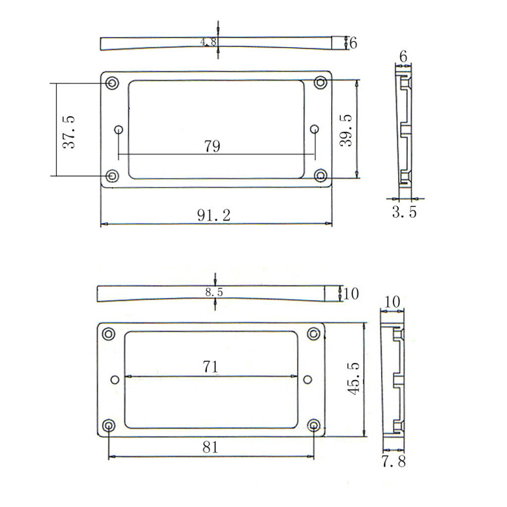 Set of 2 Humbucker Pickup Mounting Rings for Bridge and Neck Pckup White