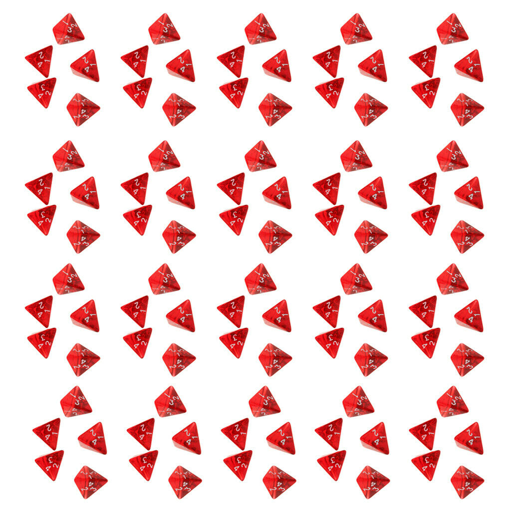 100x Dice Multi Playing Dice D4 Board Game Accessories Party Supplies - Red