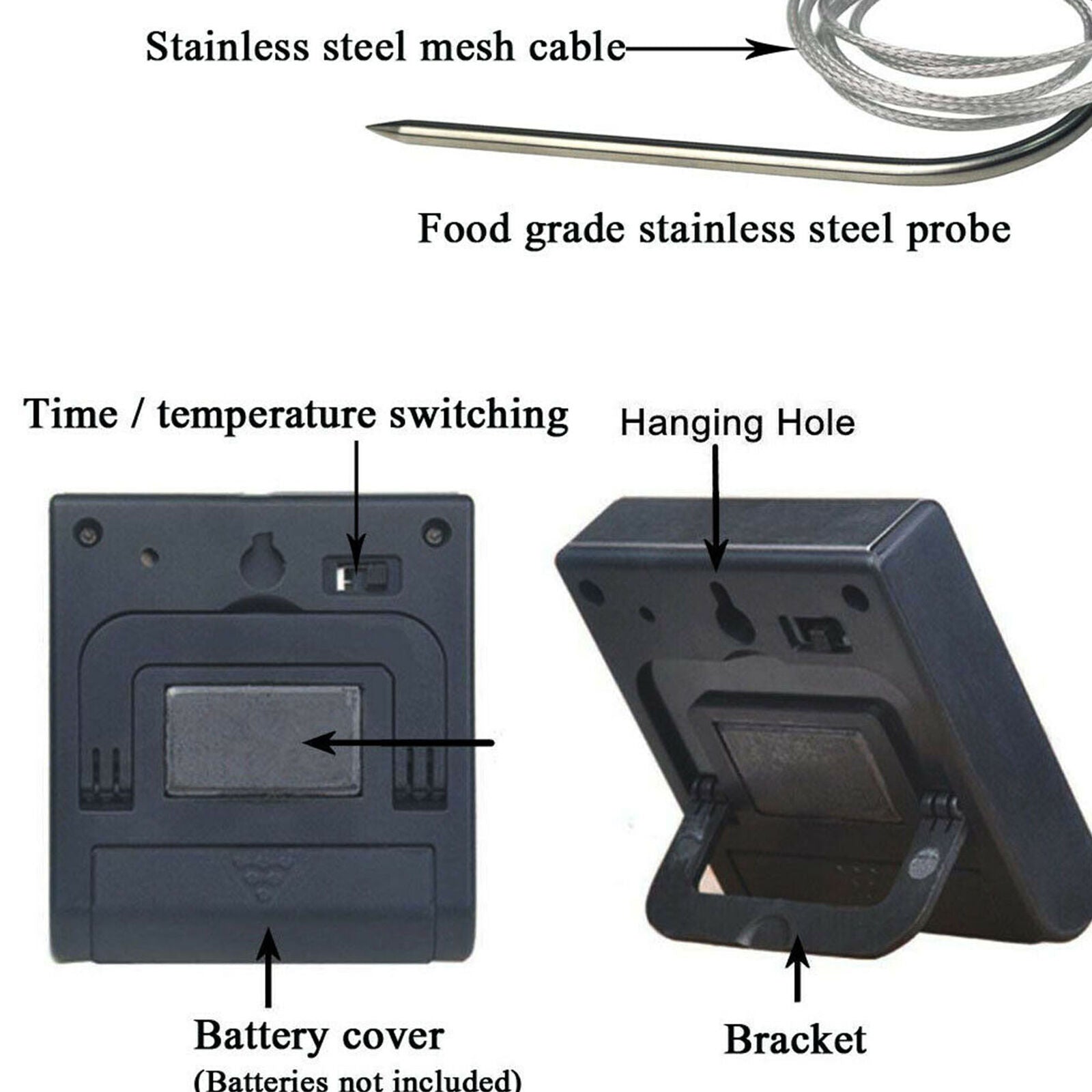 Remote Digital Cooking Meat Thermometer with Probe For Grill Oven BBQ Timer