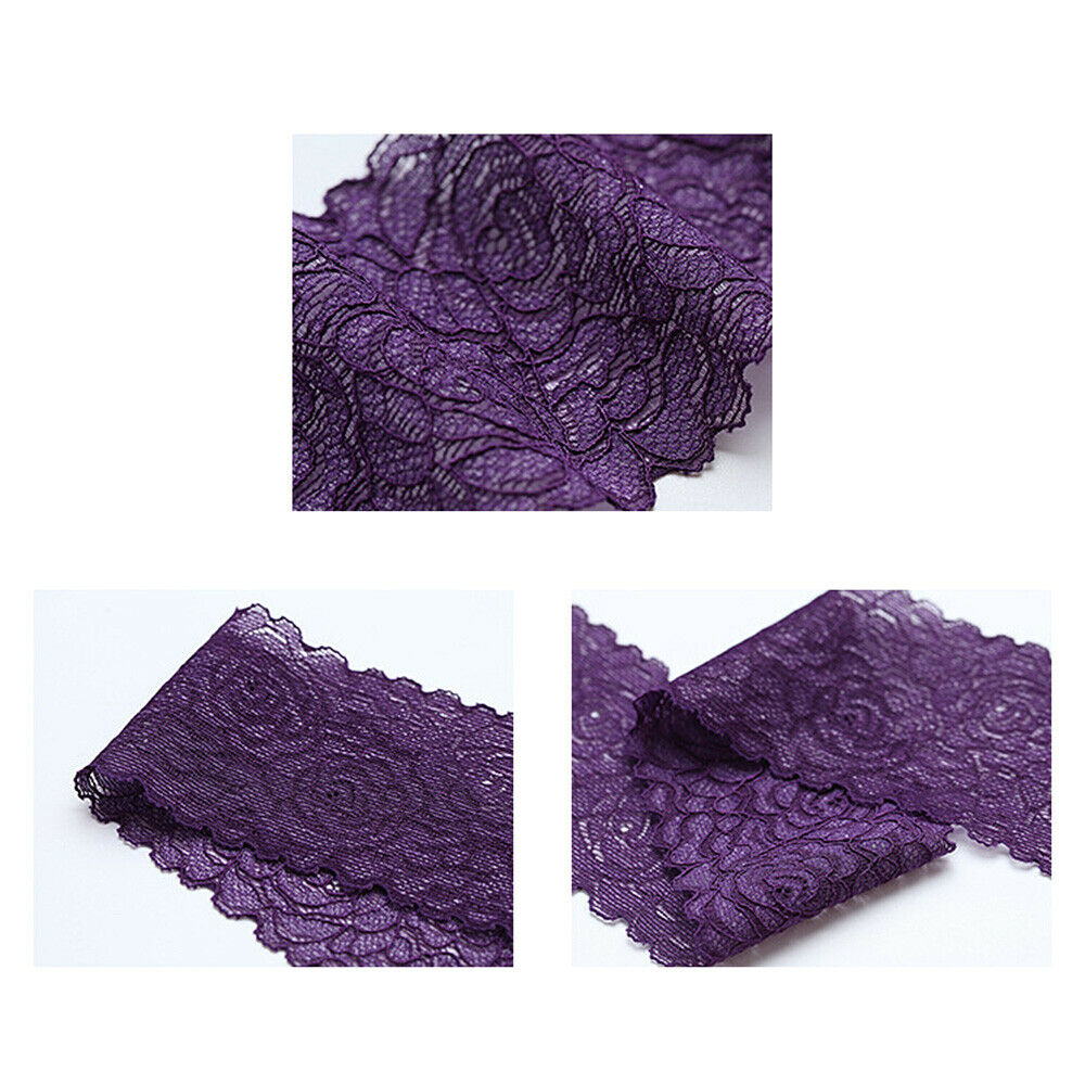 5Yards Purple Elastic Band Flower Embroidered Lace Trim Ribbon Fabric DIY Sewing