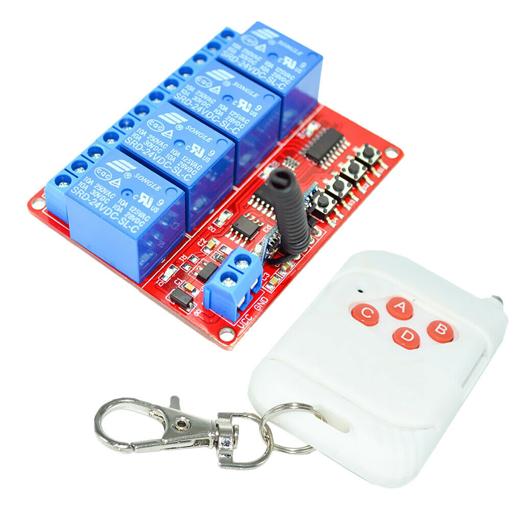 24V 4-Channel 433M 4-Button   Remote Control Switch + Receiver Module