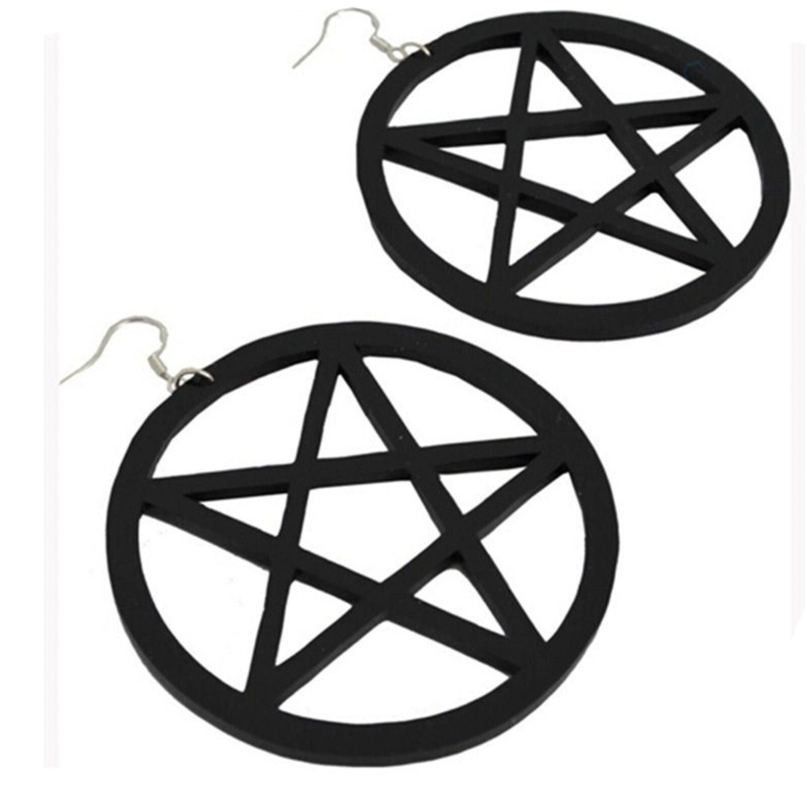 Women Punk Large Pentagram Earrings Large Hoop Pentacle Gothic Ear Stud Fashion