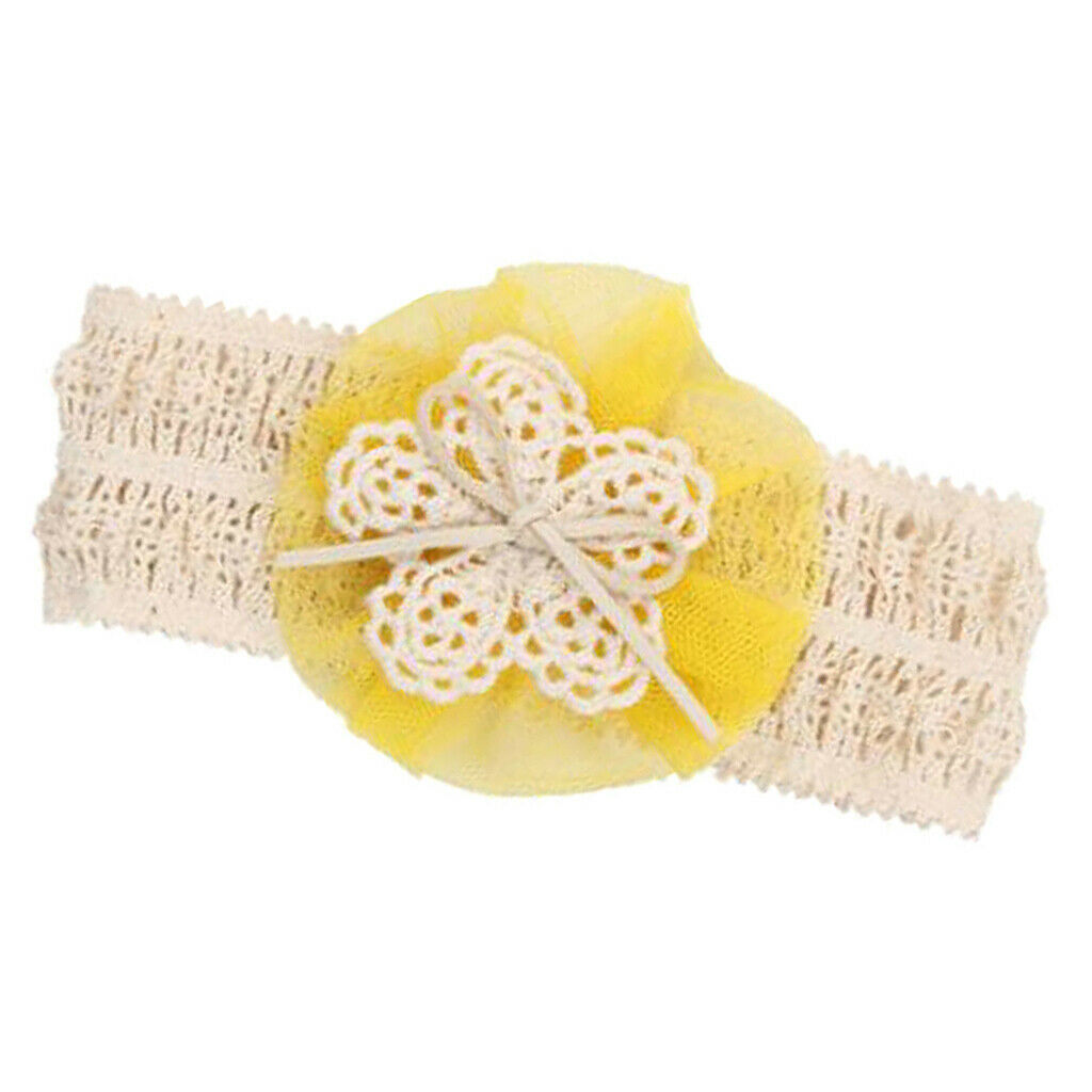 Cute Lace Flower Kids Baby Girl Toddler Headband Hair Band Headwear Yellow