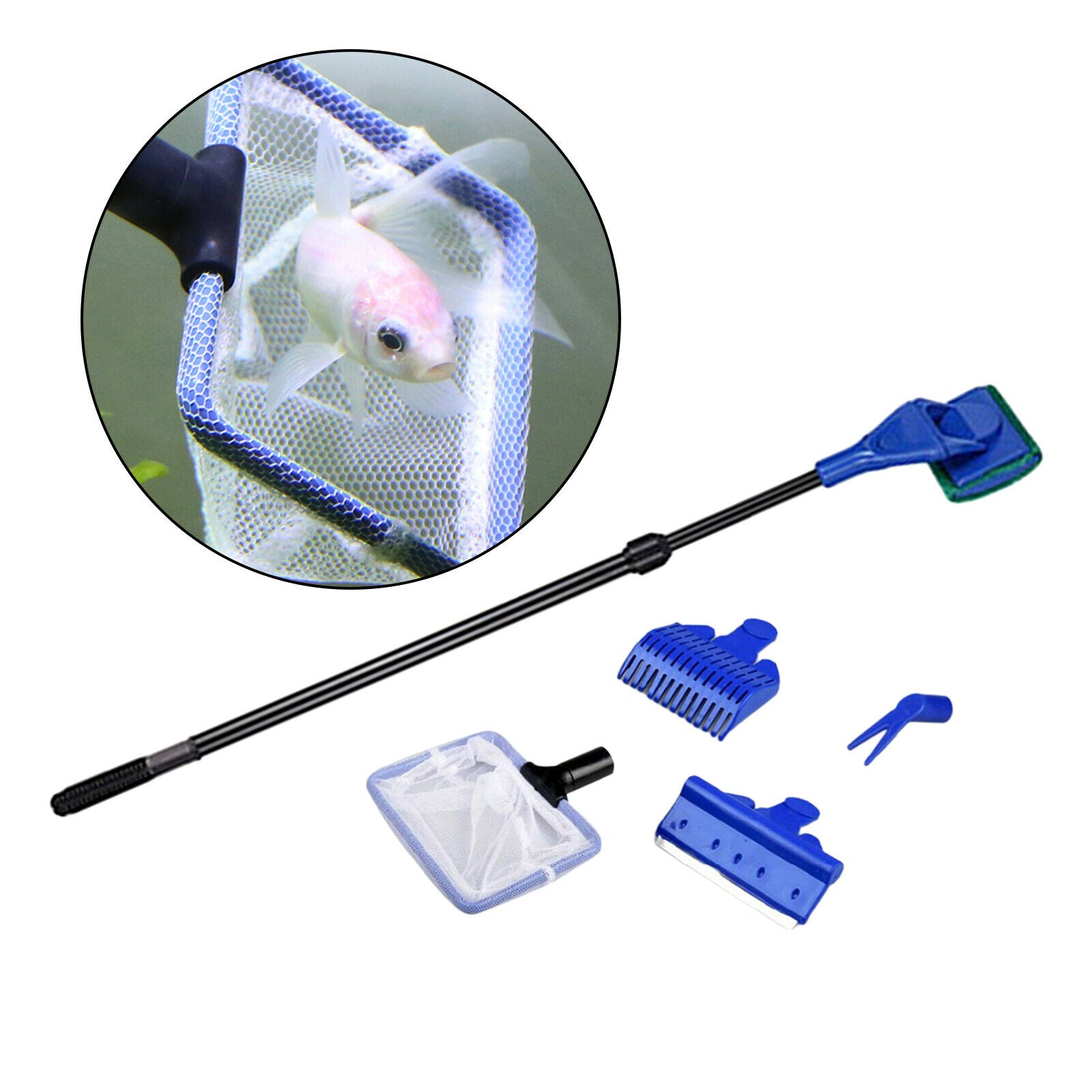 5 in 1 Glass Aquarium Clean Tool Algae Scraper Sponge Brush Cleaner Set