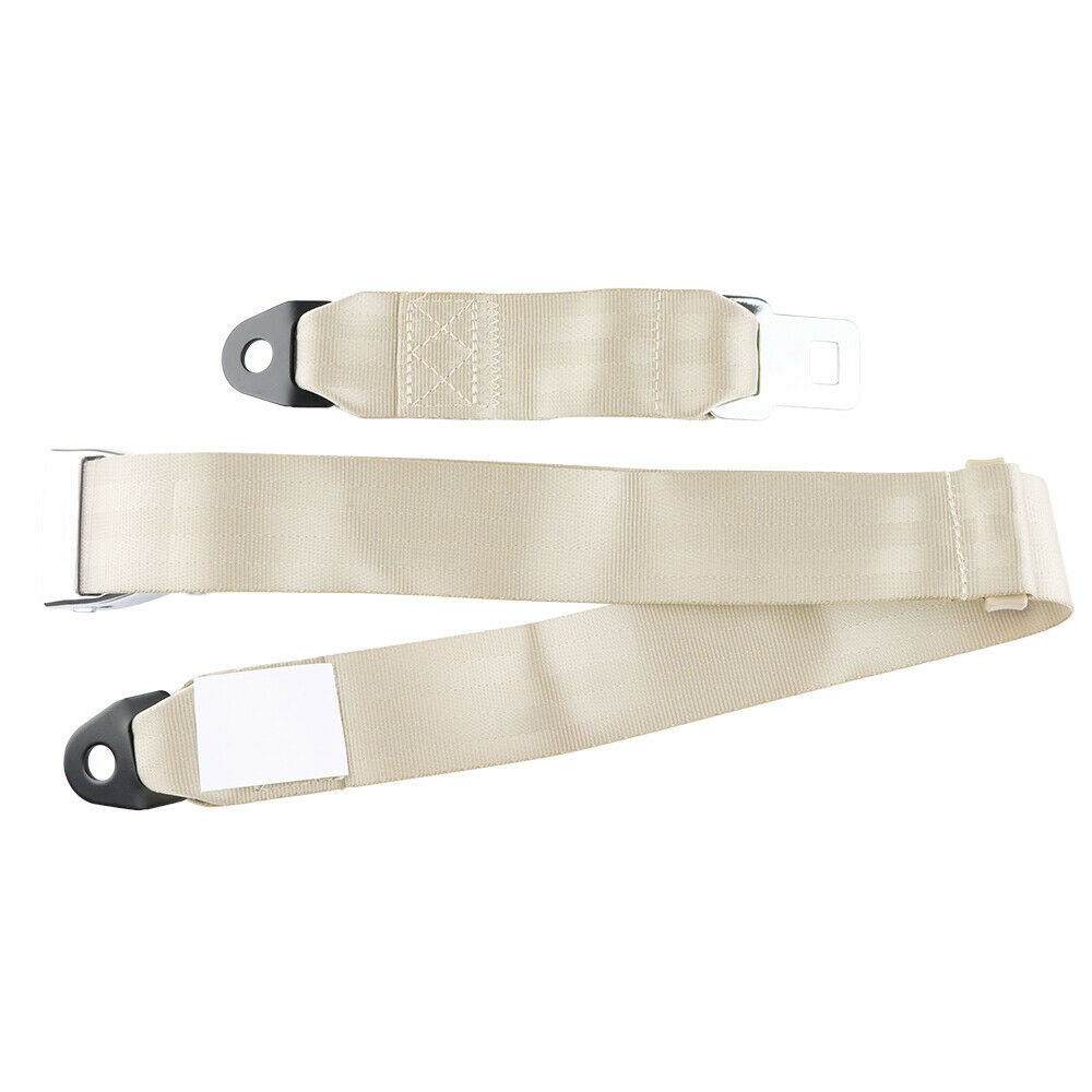 1Kit Beige 2-Point-Fixed Safety Belt Adjustable Retractable Car Seat Belt Beige