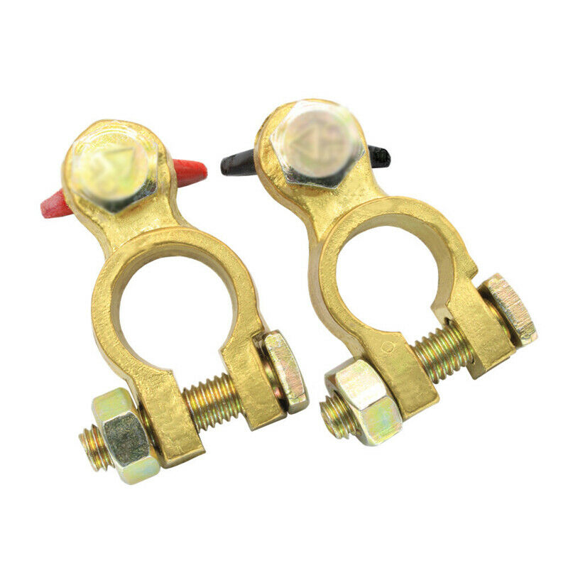 Car Battery Pure Copper Cable Terminal Clamp Clips Connector Negative + Positive