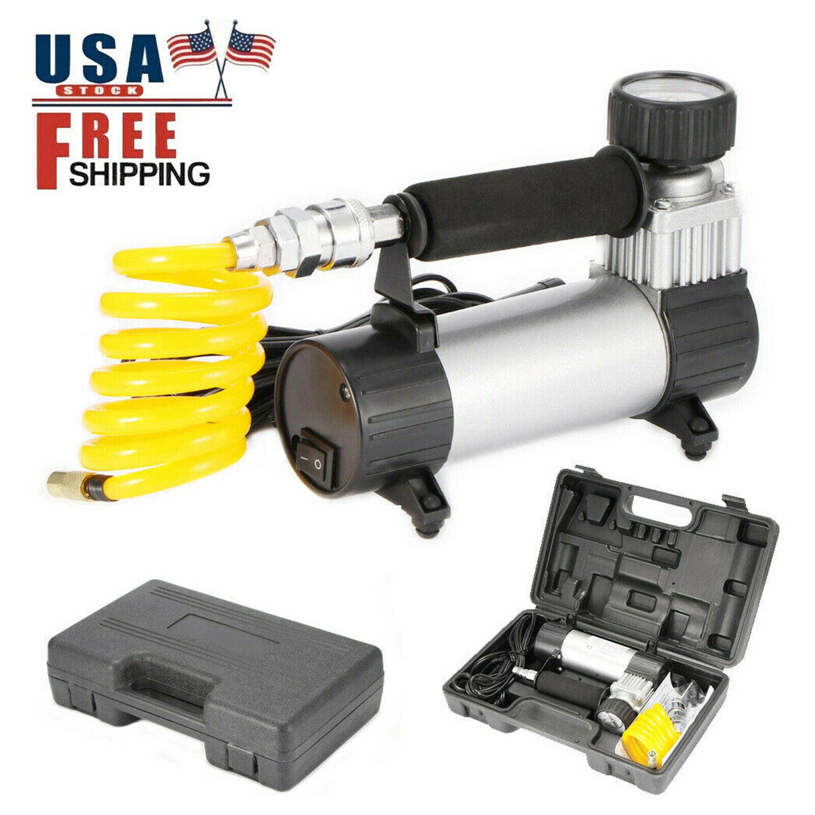Car Tyre Air Compressor Pump 35L/MIN Motorbike Inflator with Nozzle Adaptor