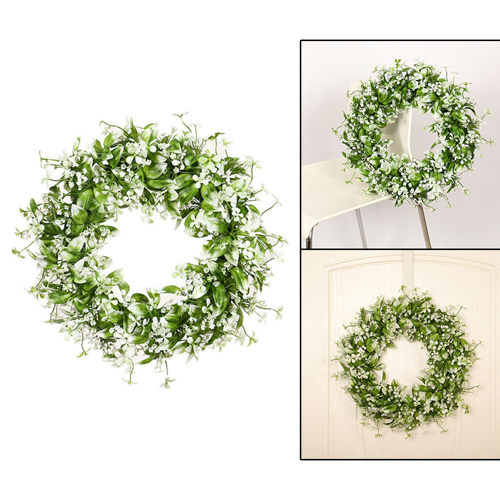 43cm Round Greenery Wreath Garland Farmhouse Front Door Hangings Decorations