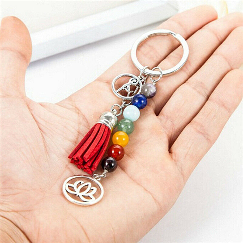 Tassel Lotus  8mm Beads Key Chain Ring Keychain Family Gift jewelry@X.l8
