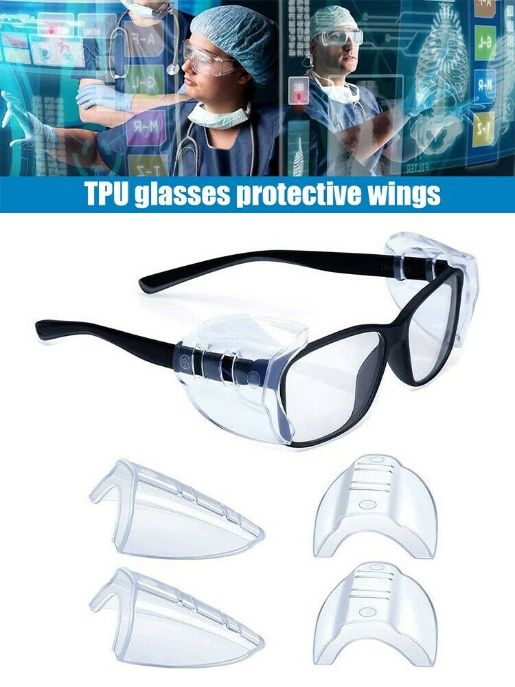 2pcs Eye Glasses Side Shield Set Flexible Slip On Eyeglasses Protector HQ LIN