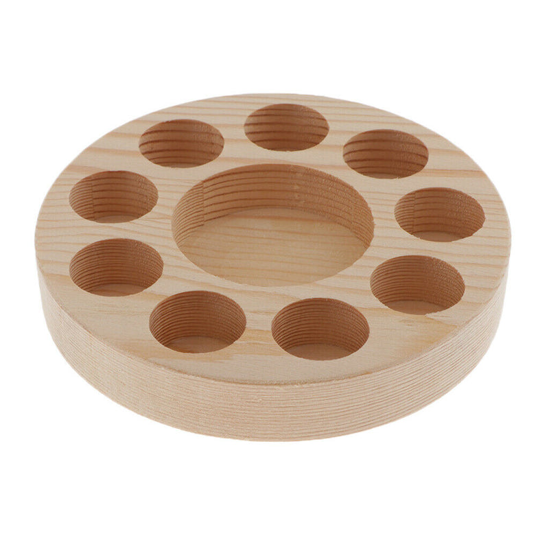 Natural Pine Wood Essential Oil Display Stand Rack Hold 10 Bottles 5ml 10ml