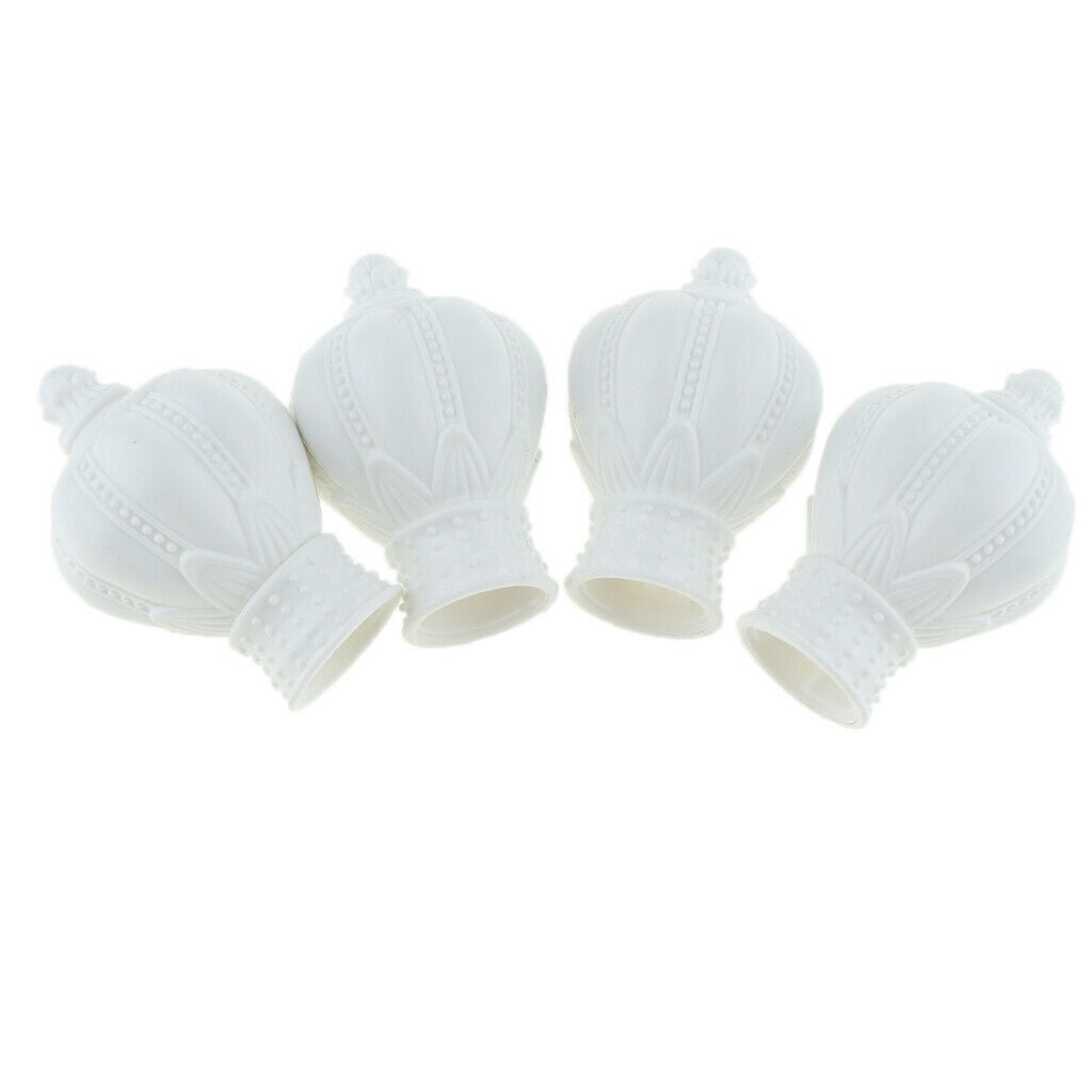 4Pcs Decorative Window Curtain Pole Rod End Cap Final Head 28mm White_2