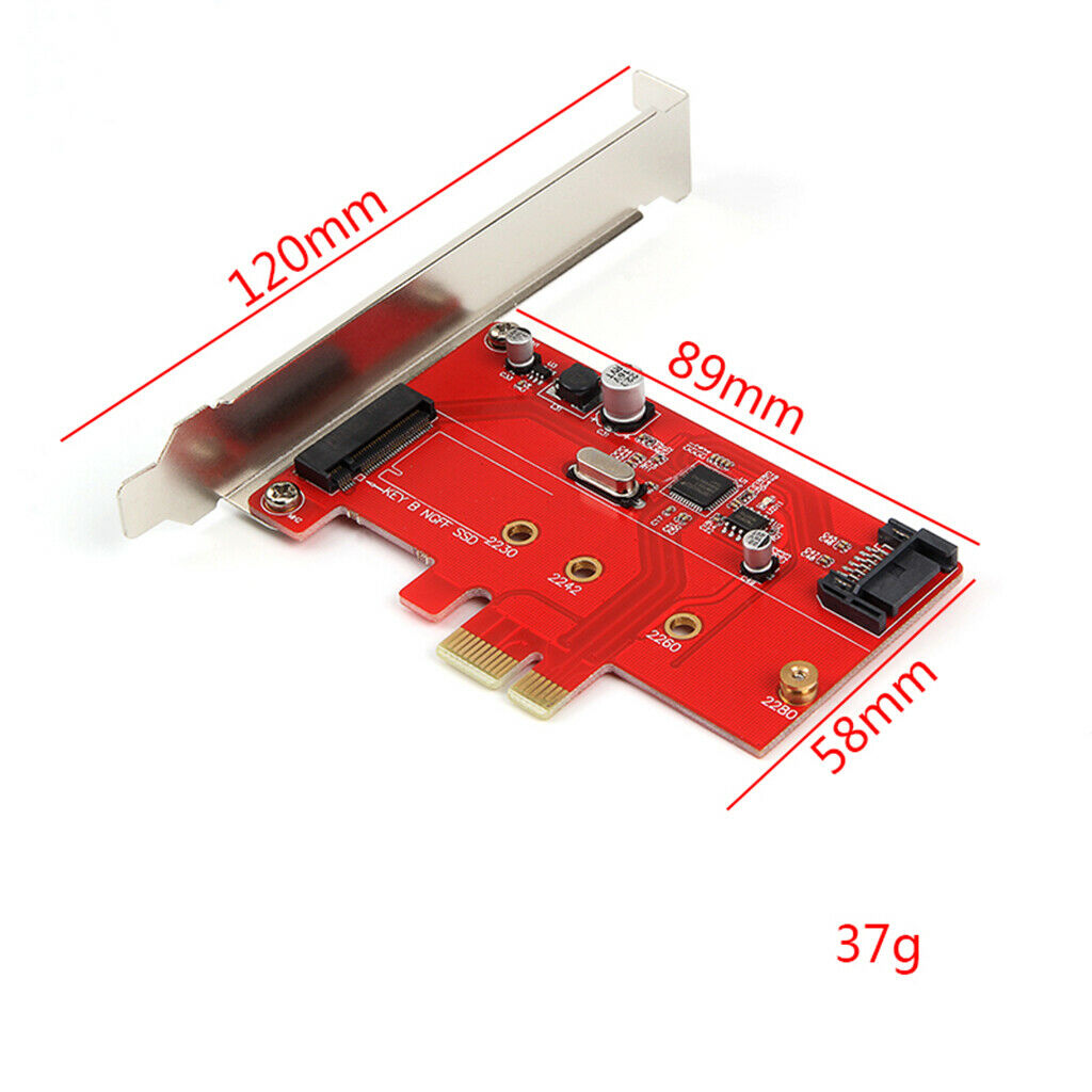 M.2 PCIe SSD to PCIe 3.0 X1 and M.2 SATA SSD to SATA III Adapter Card