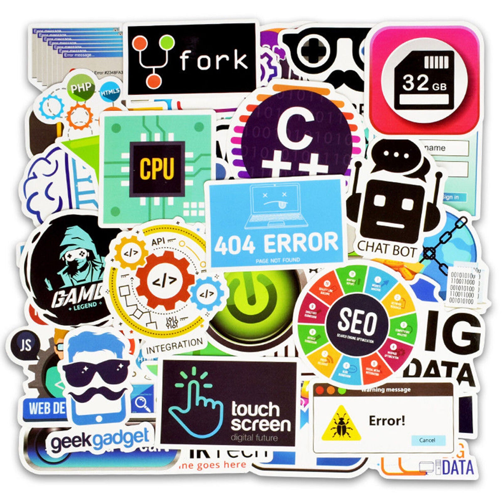 50 Programming Language Waterproof PVC Stickers Skateboard Luggage Laptop Decals