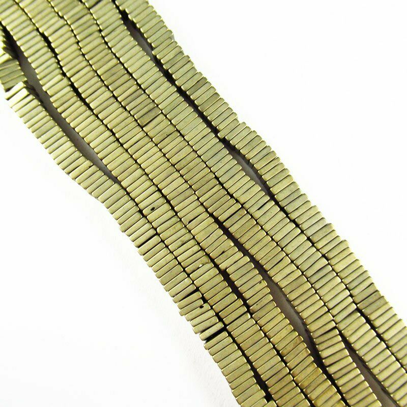 4x4x1mm Dark Yellow Frosted Hematite Square Loose Bead 15.5 inch 28g A-456TS