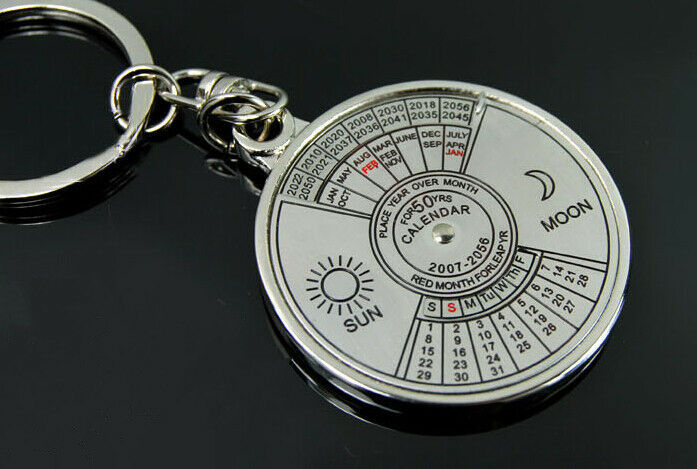 2010-2060 Perpetual Calendar Keyring Keychain Unique 50 Years Metal Key Ring