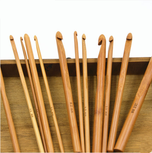12pcs Durable Bamboo Needles Crochet Hooks Weave Knitting Knit Needles Set Tools