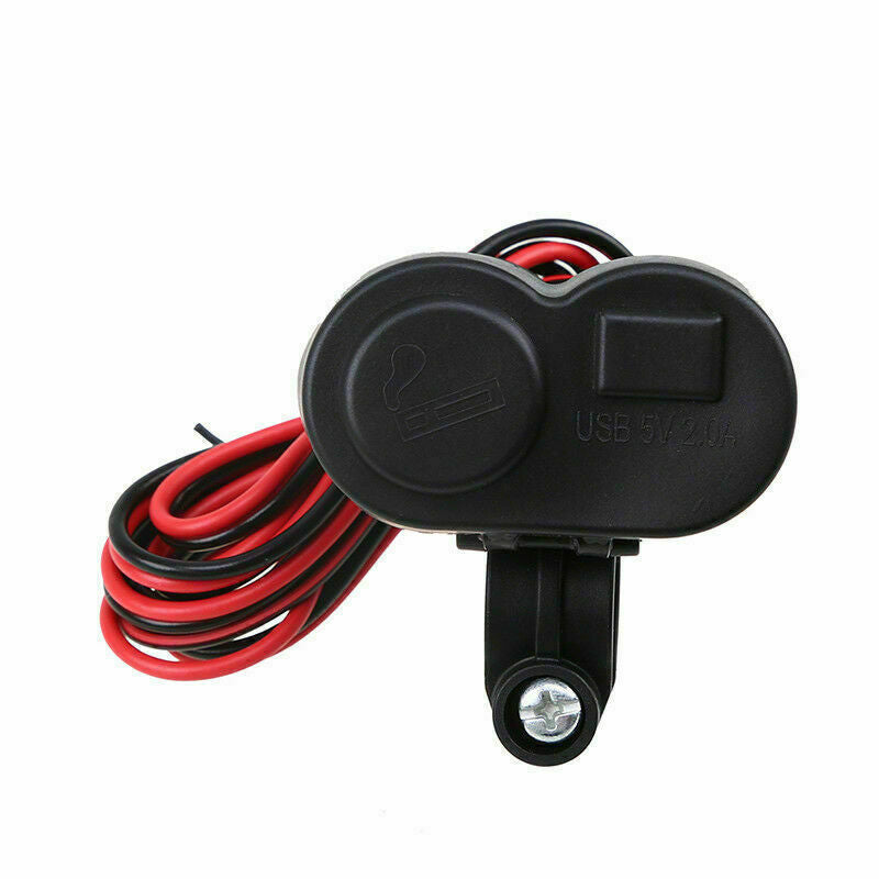 USB Phone Charger Power Cigarette Lighter Socket Universal For 7/8" Motorcycle