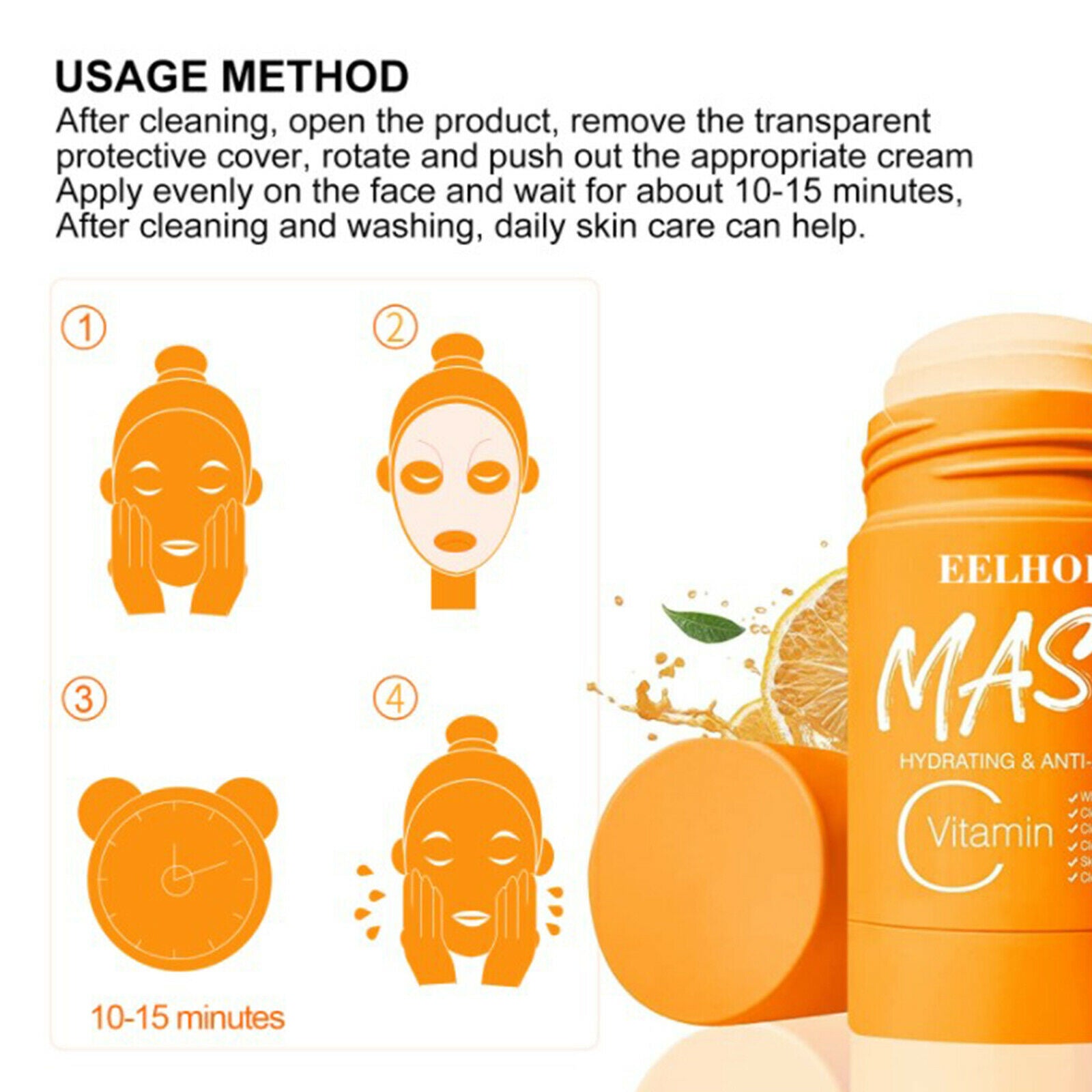40g Solid Stick Face Purifying Moisturizing Firming for Men Women Vitamin C