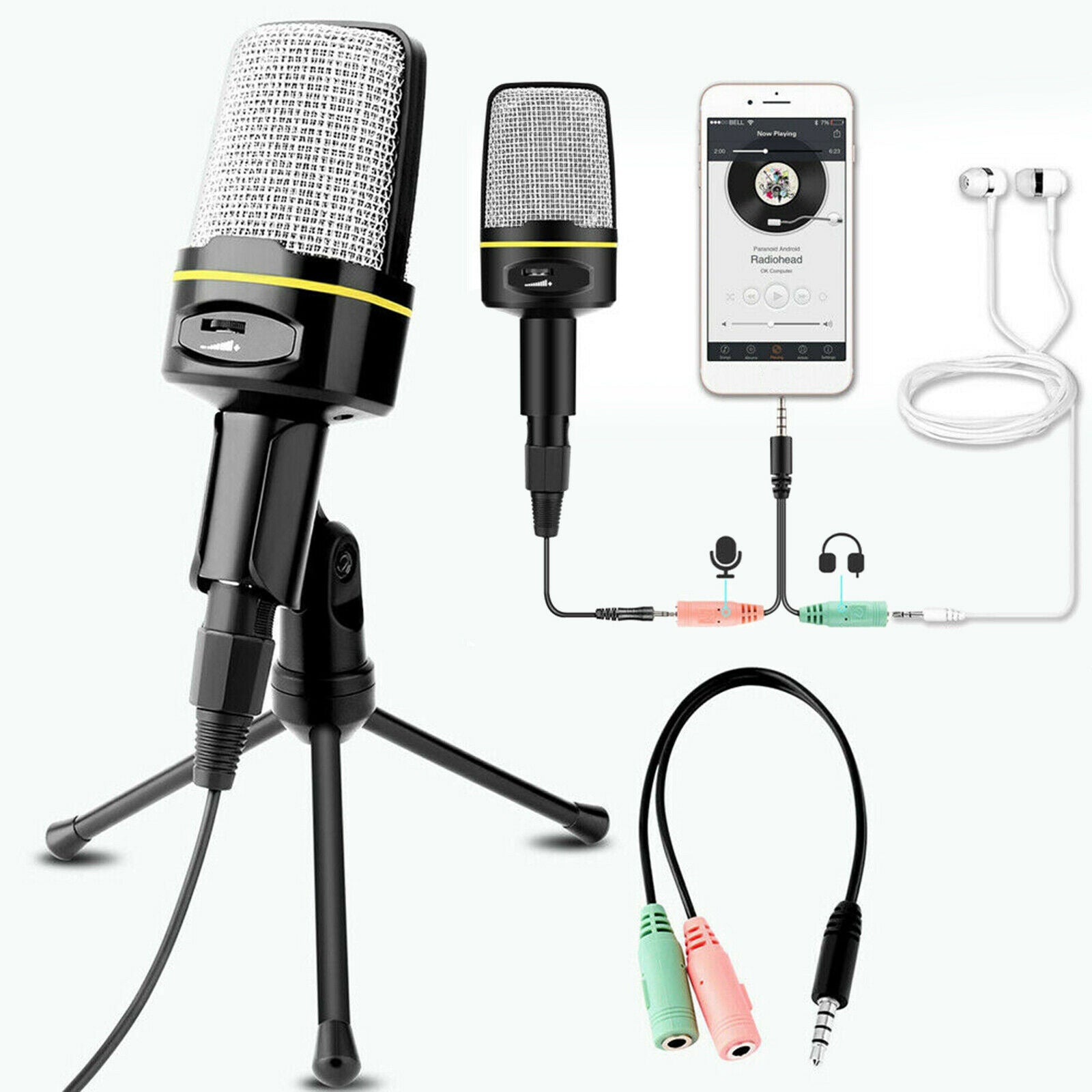 PC laptop microphone, Condenser microphones with tripod stand, Desktop Mic