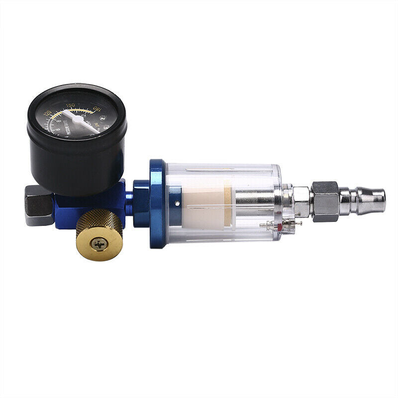 Spray Paint Gun Kit Air Regulator Gauge & In-line Air Oil Water Separator Fil Tt