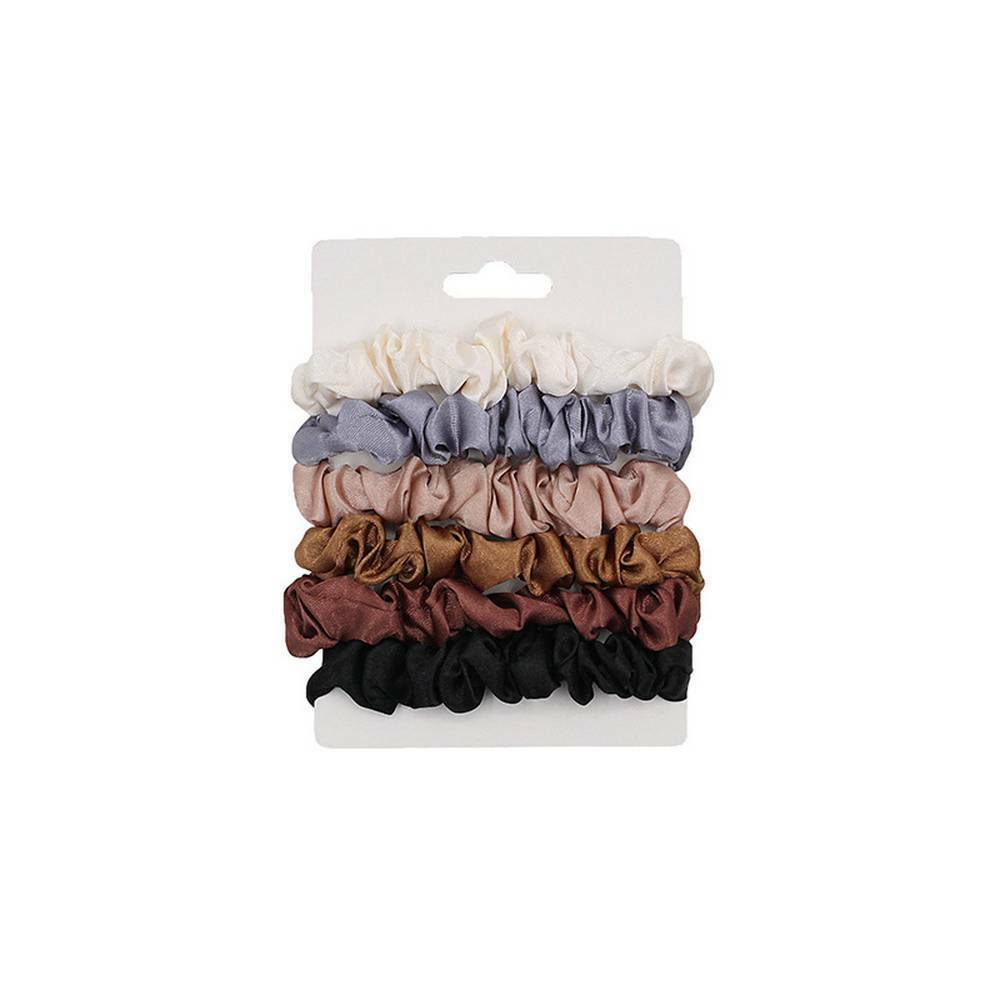 Set 6x Elastic Hair Bands Silk Satin Scrunchie Hair Ties Ponytail Holder Ropes