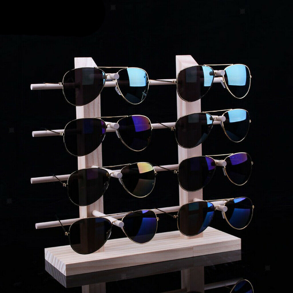 4 Pieces Wooden Eye Glasses Sunglasses Display Rack Stand Holder Organizer