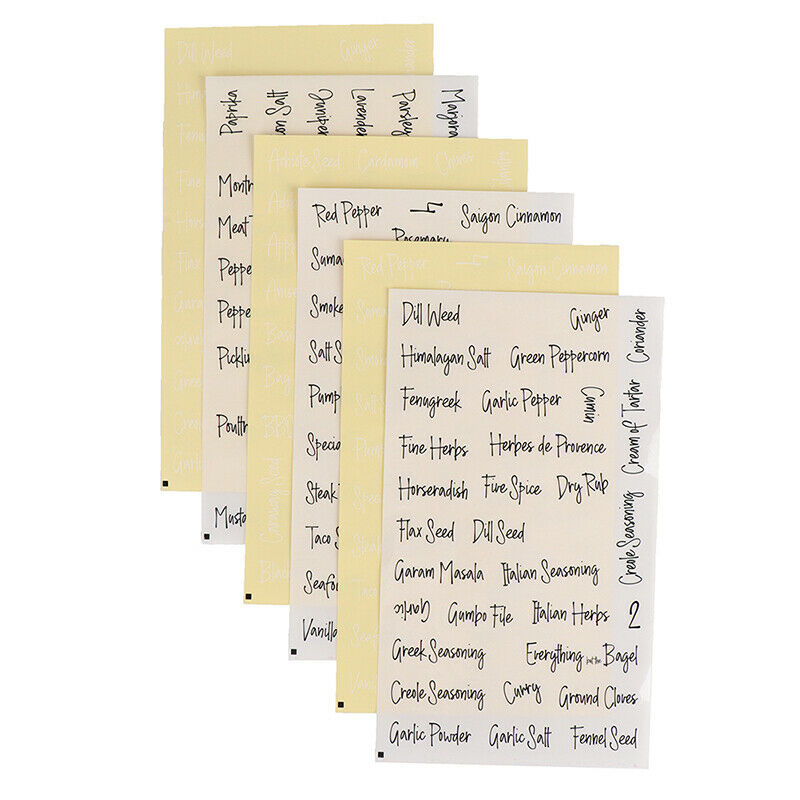 8 Sheets Label Stickers Kitchen Black and White Pantry Stickers Preprinted LFCA