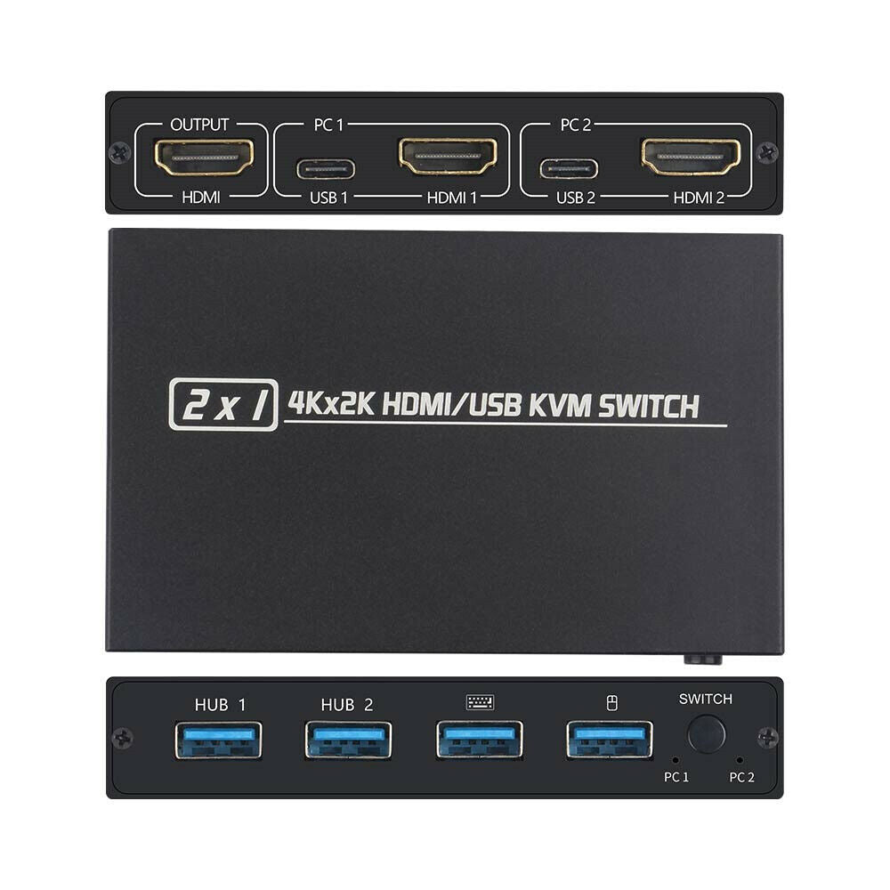 HDMI HDCP USB KVM Switch Support HD 2K*4K 2 Hosts Share 1 Monitor Keyboard Mouse