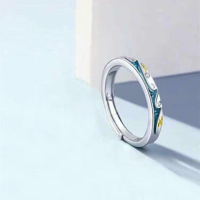 2 Pieces Couples Copper Rings Sets for Boys and Girls Promise Rings for Couples