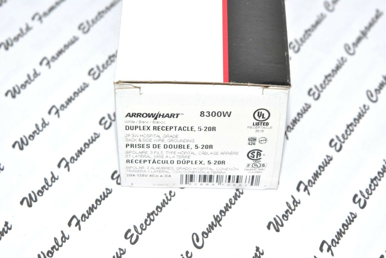 1pcs-COOPER WIRING 8300W  15A-125V NEMA 5-15 Hosptial Duplex Receptacle Outlet