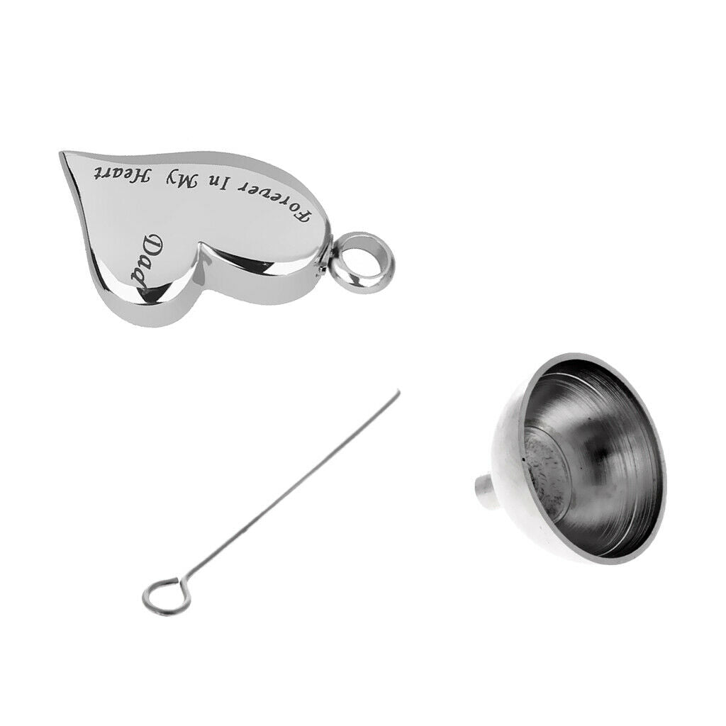 Stainless Steel Cremation Jewelry Ash Holder Heart Pendant With Funnel Kit