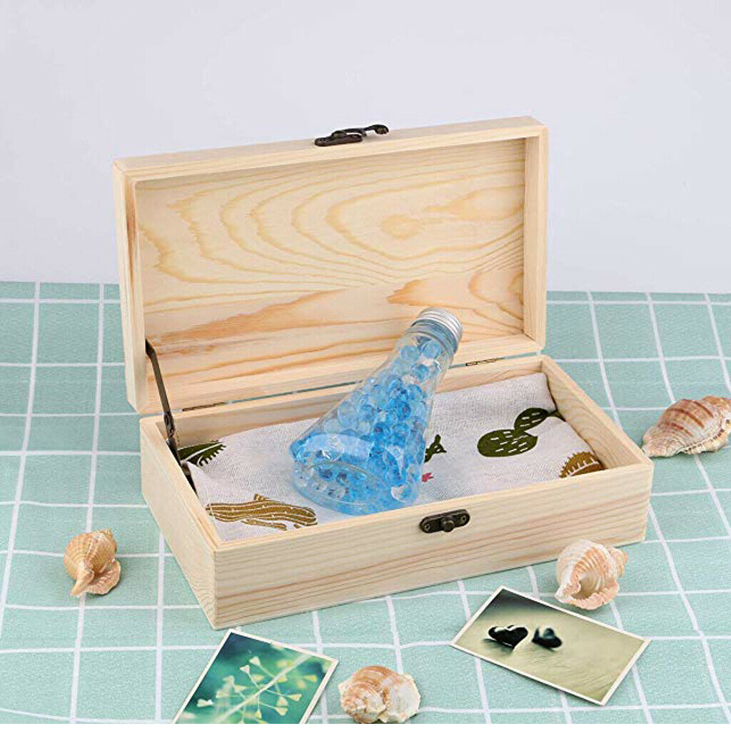 2x Unfinished Square Wood Jewelry Gift Box Case for DIY Painting Crafts 12cm