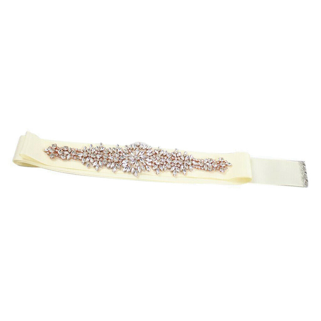 Rhinestone Flower Bridal Belt Diamante Sash Beaded Women Dress Waistband