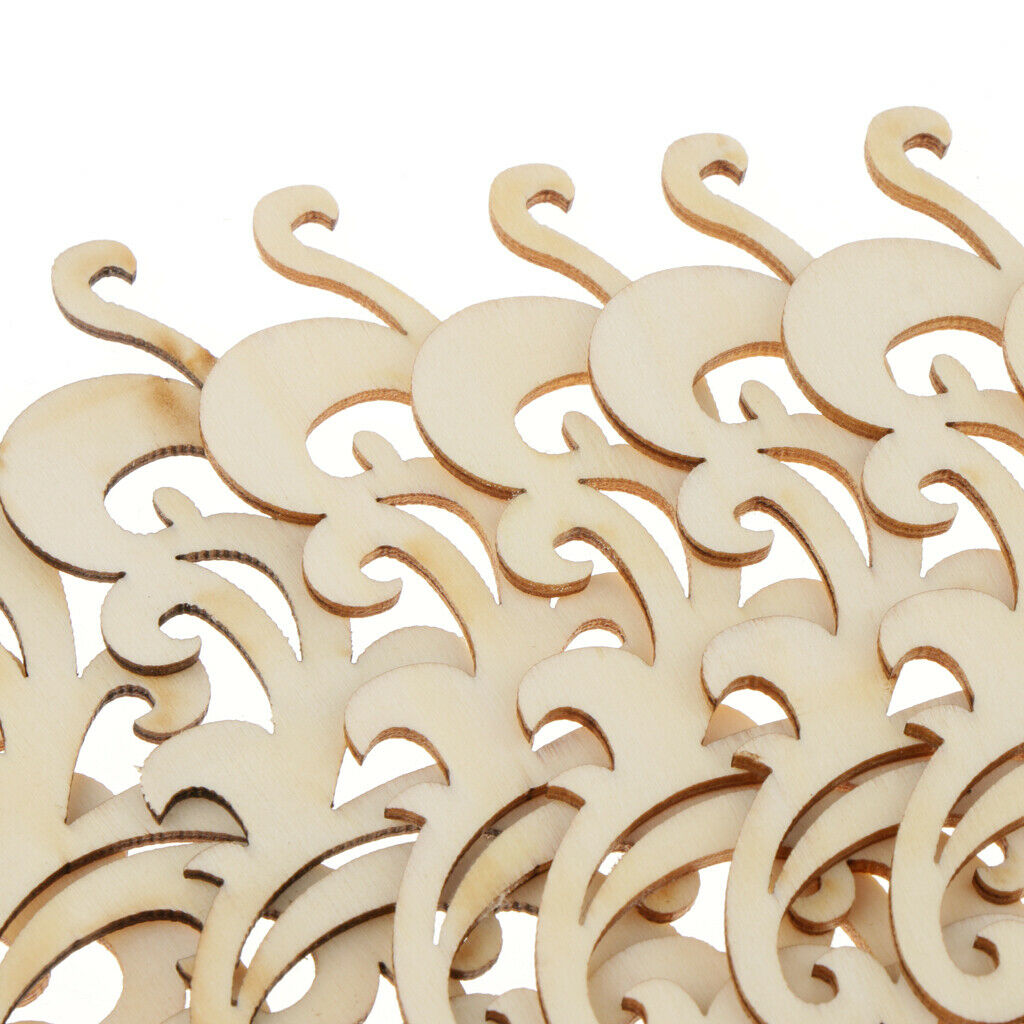 12pcs Unfinished Flower Design Wooden Cutout Chips Gift Tags Label DIY Craft