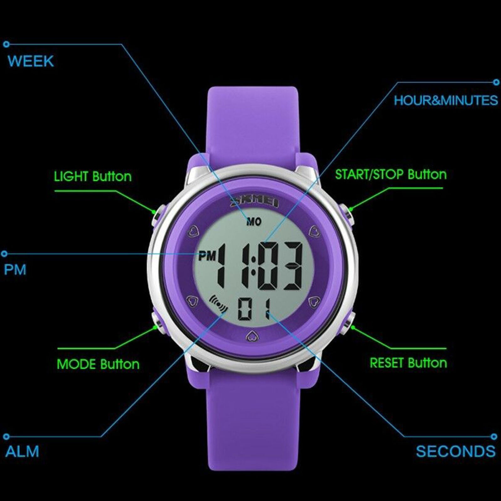 Kids LED Digital Sport Waterproof Alarm Children Wrist Watch Stopwatch Boys Girl
