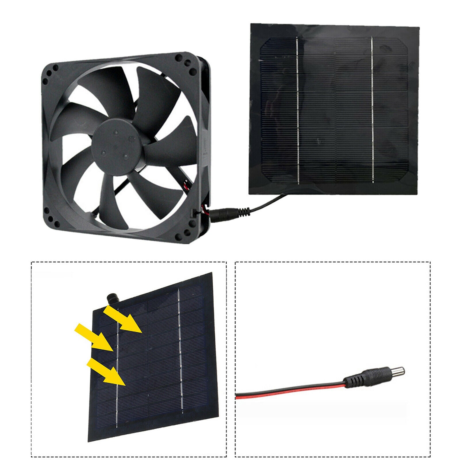Solar Panel Powered Fan Mini Fan For Dog Grouse House Greenhouse